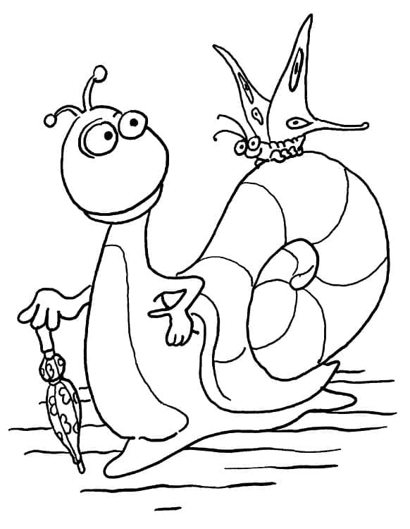 Snail and Butterfly coloring page