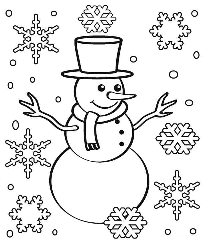 Snowflakes and Snowman coloring page - Download, Print or Color Online ...