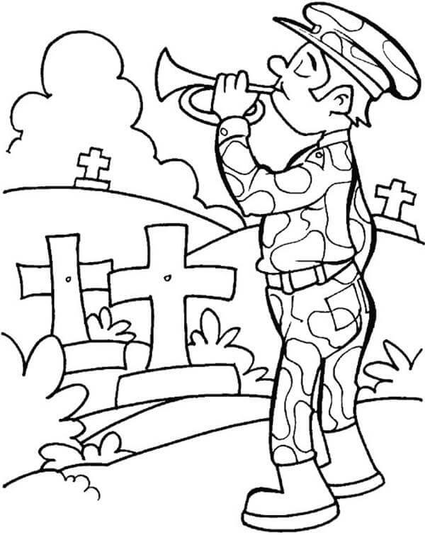 Soldier Blows The Trumpet coloring page