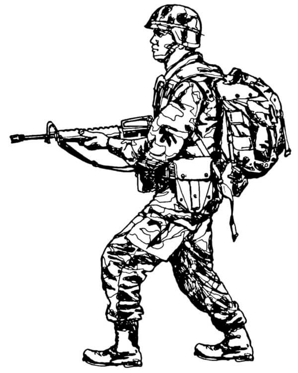 Soldier Went On The Attack coloring page