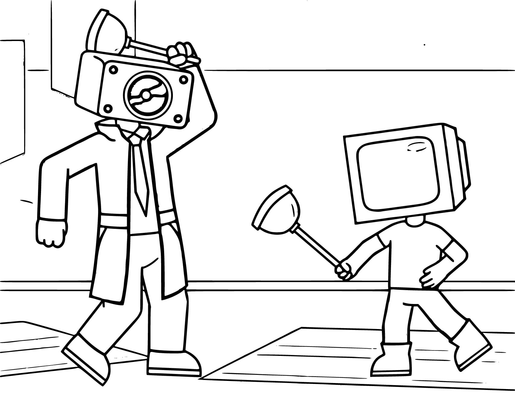 Speakerman and TV Woman coloring page - Download, Print or Color Online ...