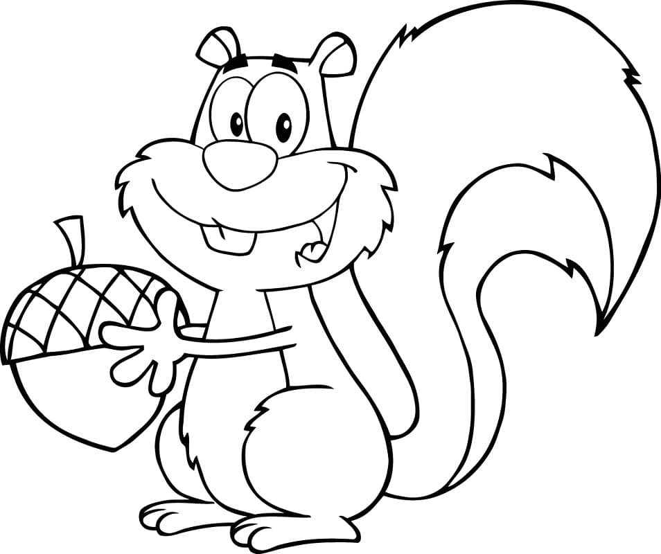 Squirrel with Acorn coloring page