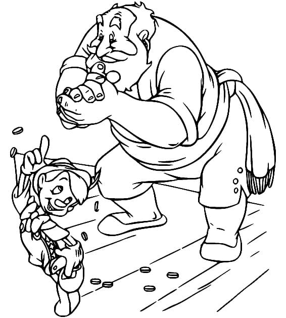 Stromboli and Pinocchio coloring page