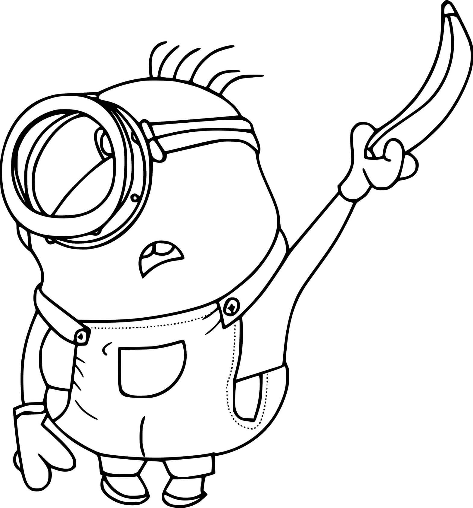 Stuart The Minion Holding Banana coloring page - Download, Print or ...