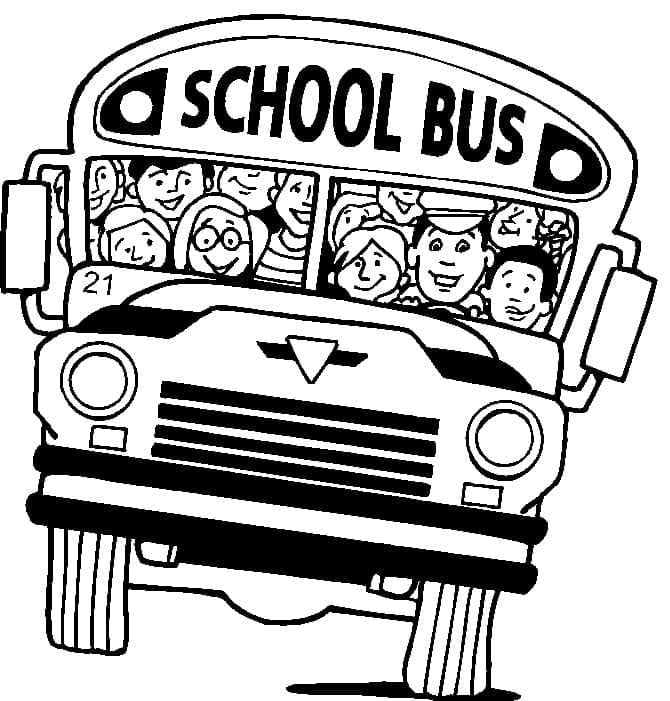 Students on the School Bus coloring page