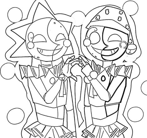 Sundrop and Moondrop FNAF coloring page - Download, Print or Color ...