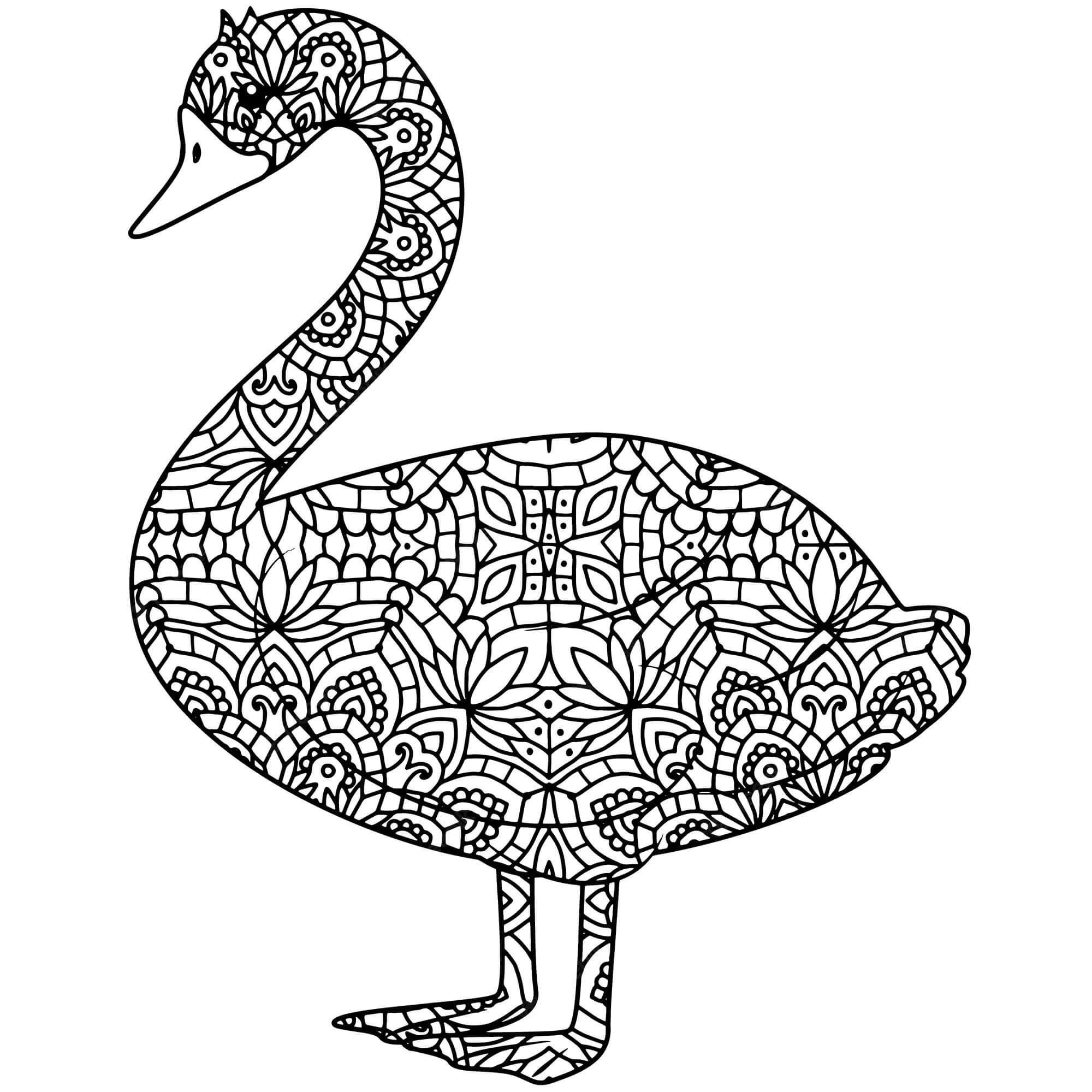 Swan Standing Mandala coloring page