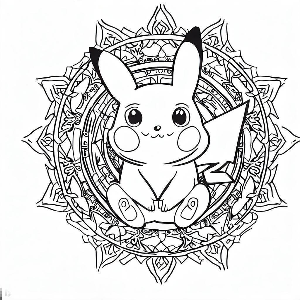 Sweet Pikachu Mandala coloring page