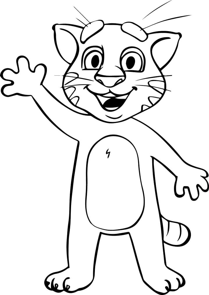 Talking Tom is Waving Hand coloring page