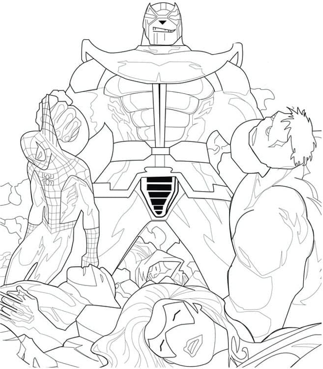 Thanos vs The Avengers coloring page