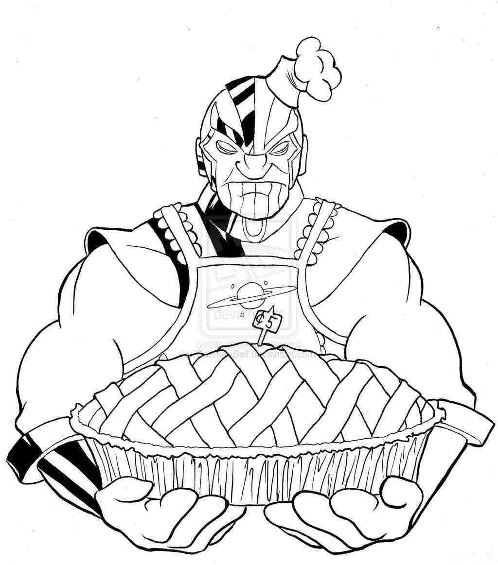 Thanos with a Pie coloring page