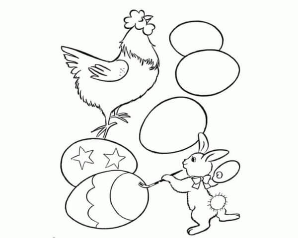 Hen Specially Laid Eggs For Easter coloring page