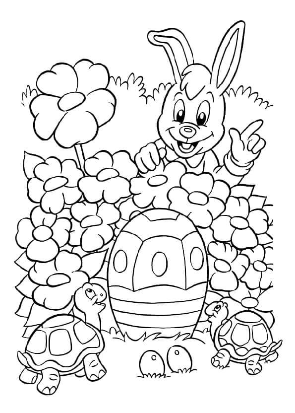 Rabbit And The Turtles Have Found the Egg They Want coloring page