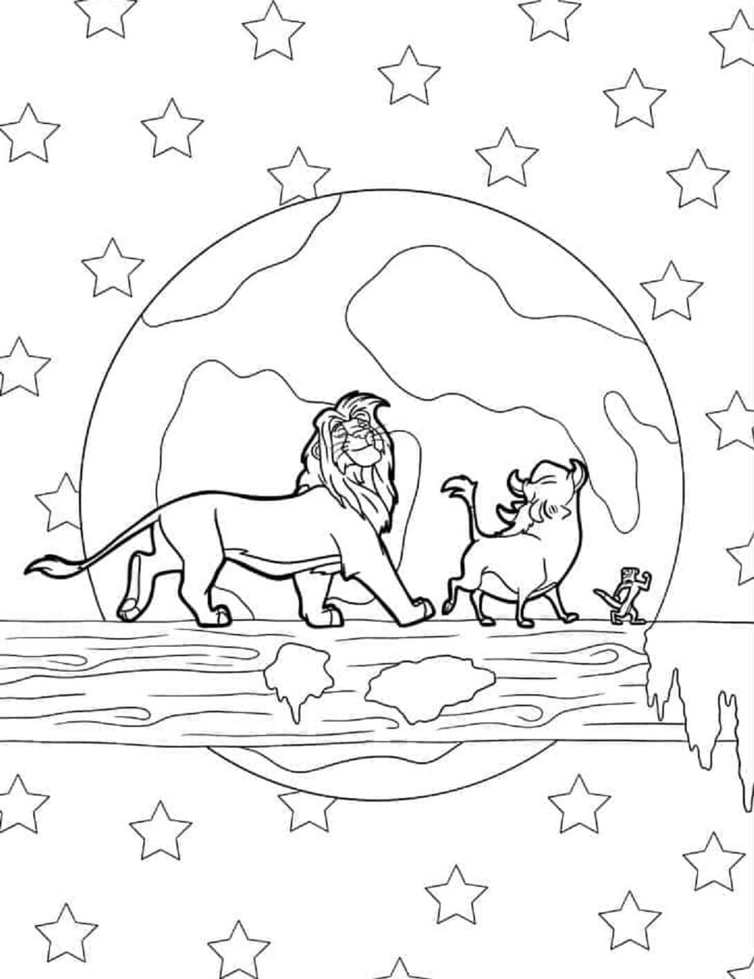 Timon And Friends With Stars coloring page