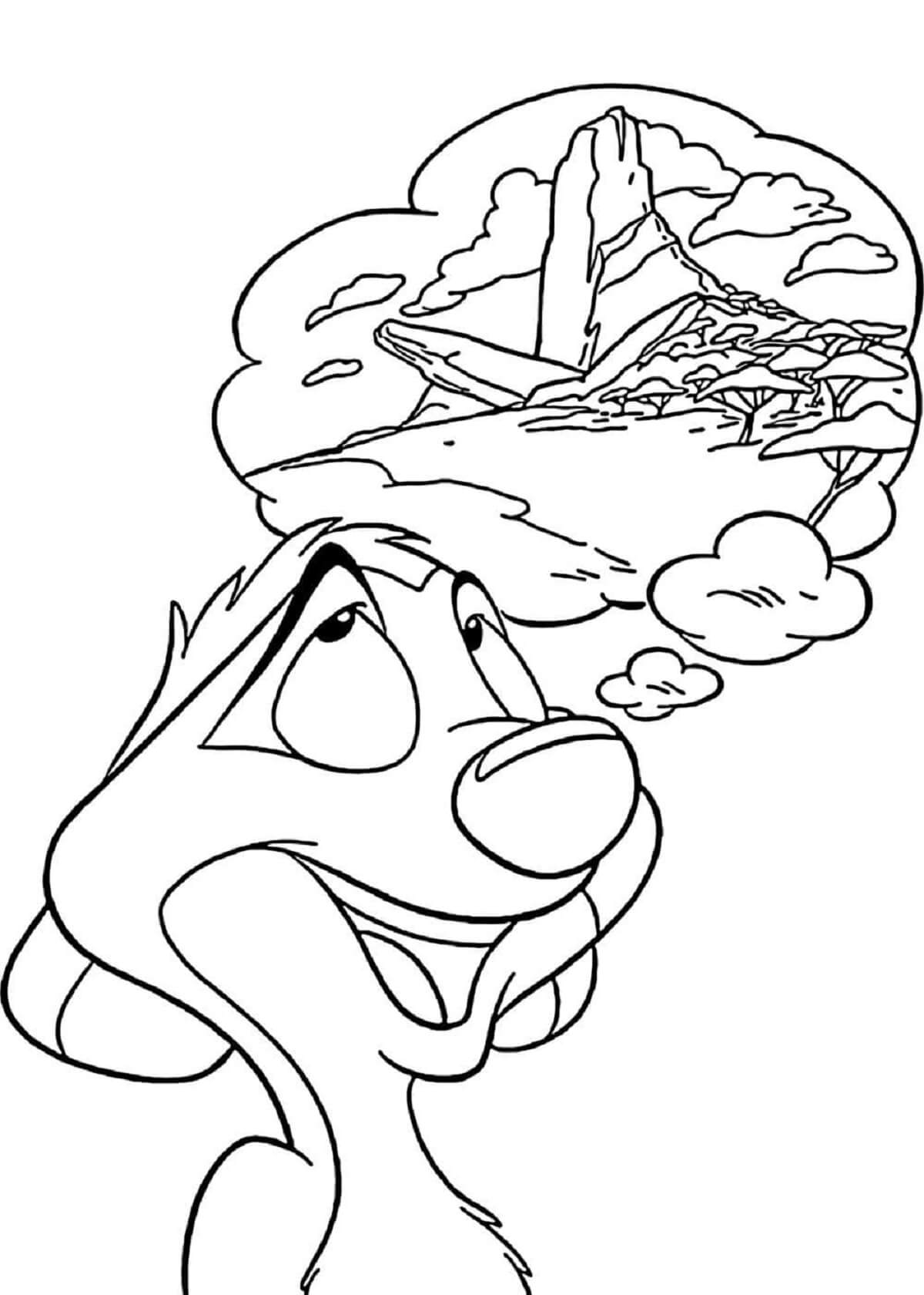 Timon Thinking coloring page