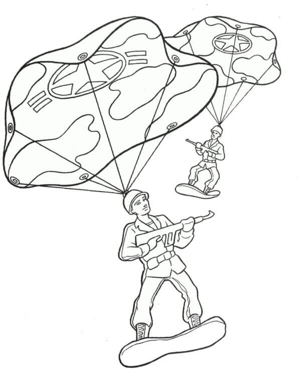 Toy Soldiers With Parachutes coloring page