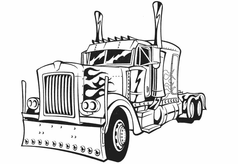 Transformers Optimus Prime Car coloring page