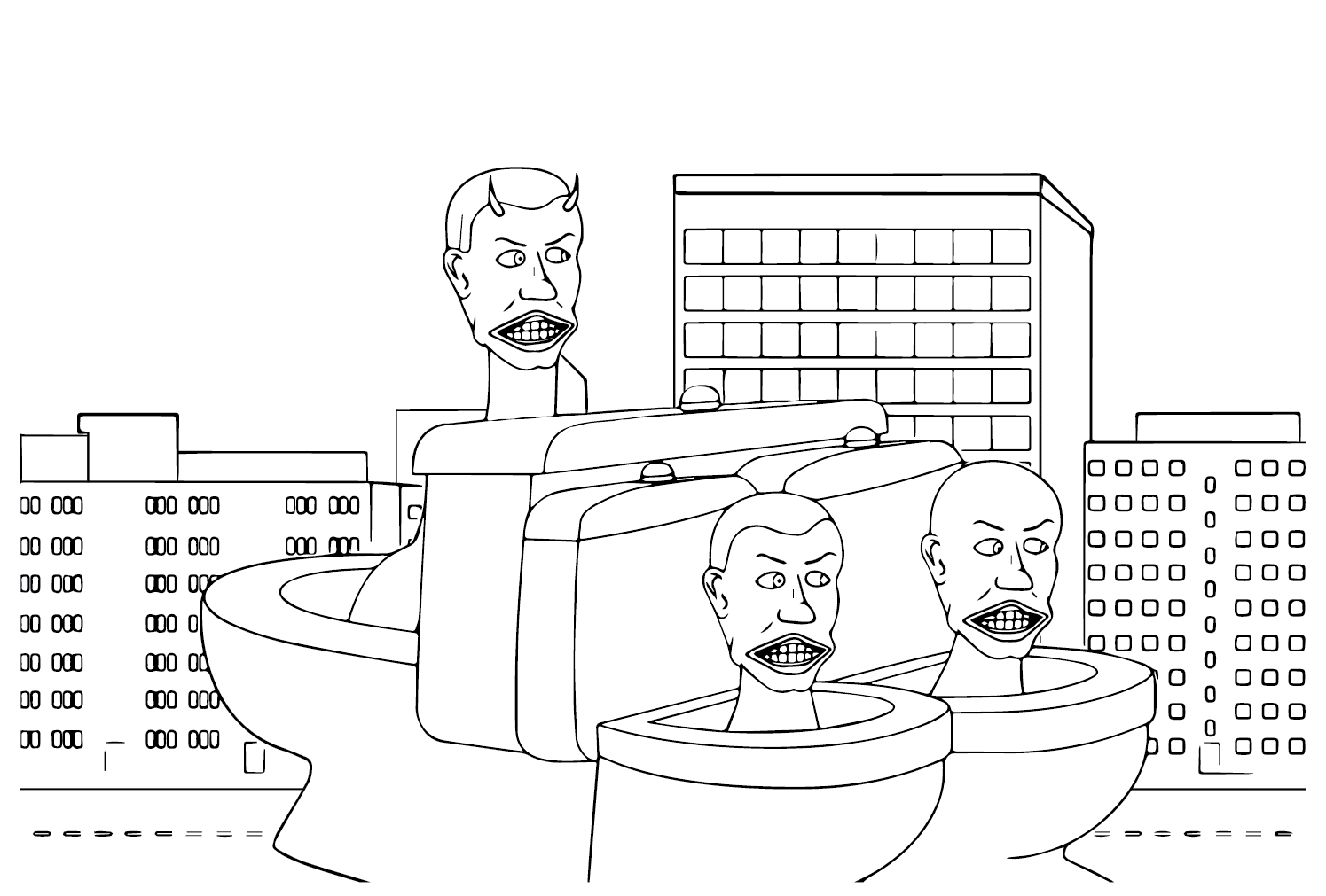 Triple Skibidi Toilet coloring page - Download, Print or Color Online for  Free