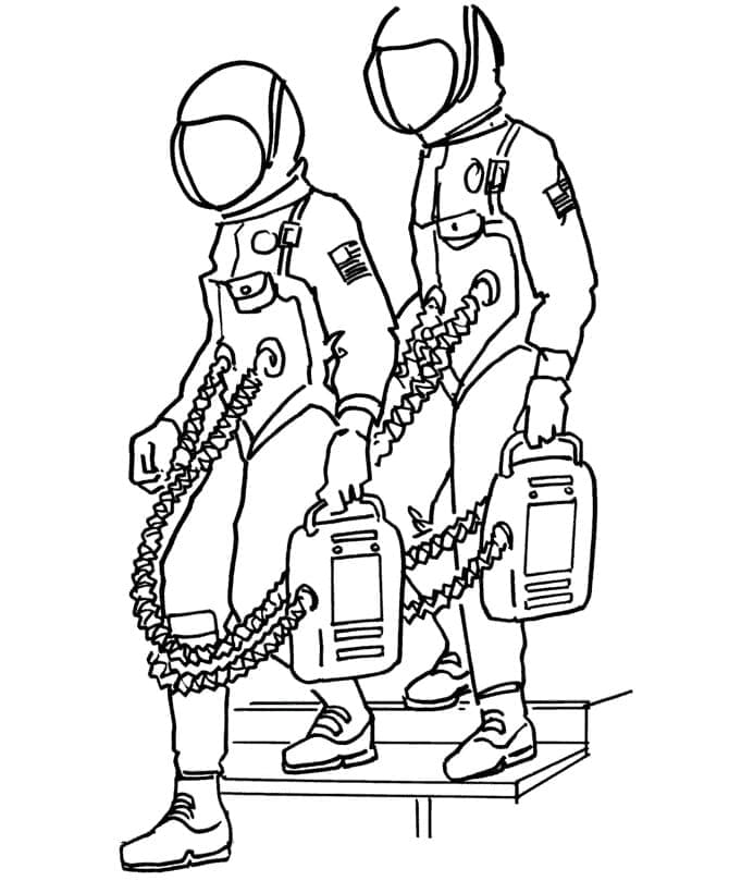 Two Astronauts coloring page