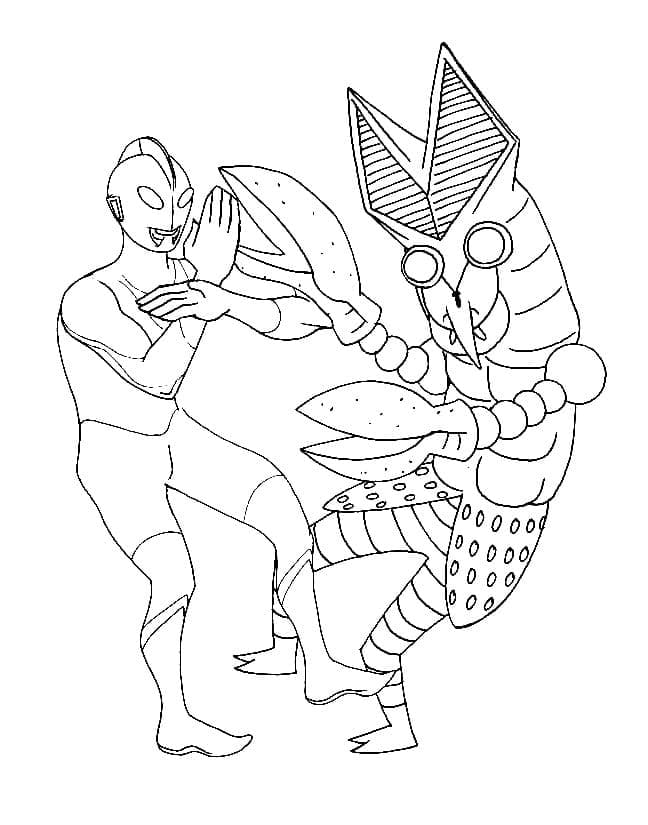 Ultraman and Monster coloring page