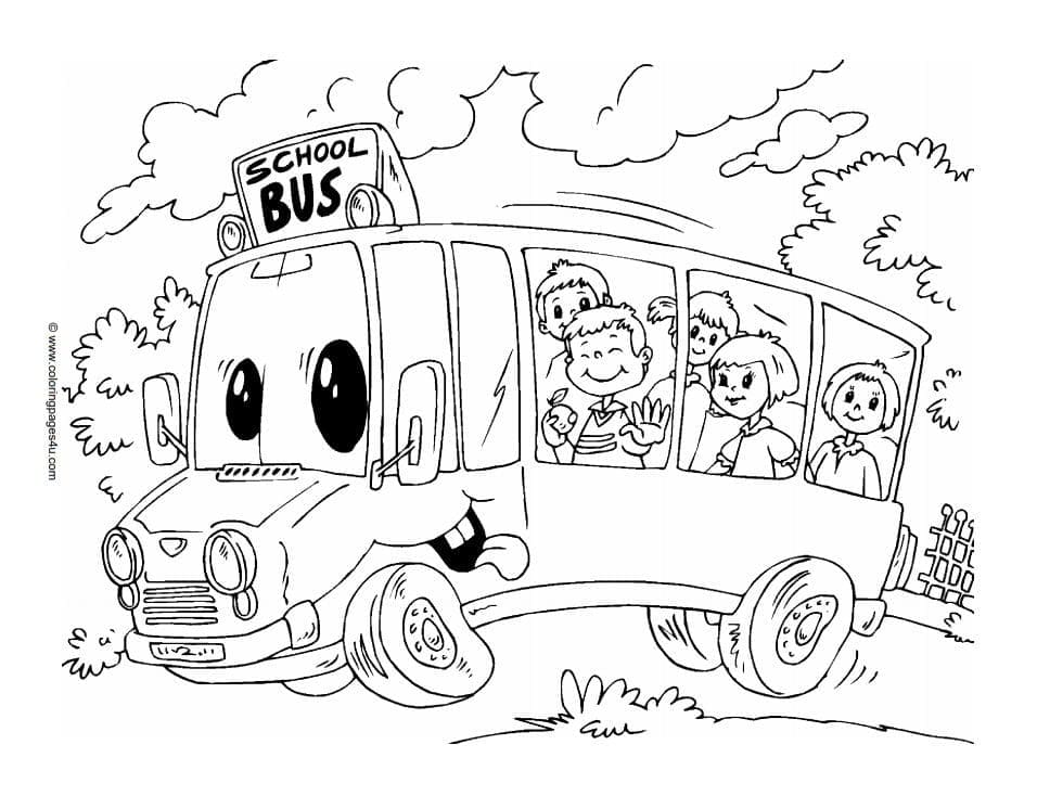 Very Funny School Bus coloring page