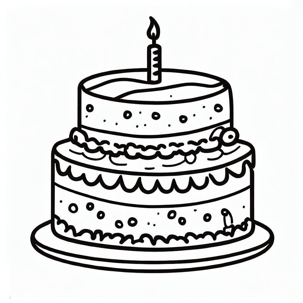 Very Nice Birthday Cake coloring page - Download, Print or Color Online