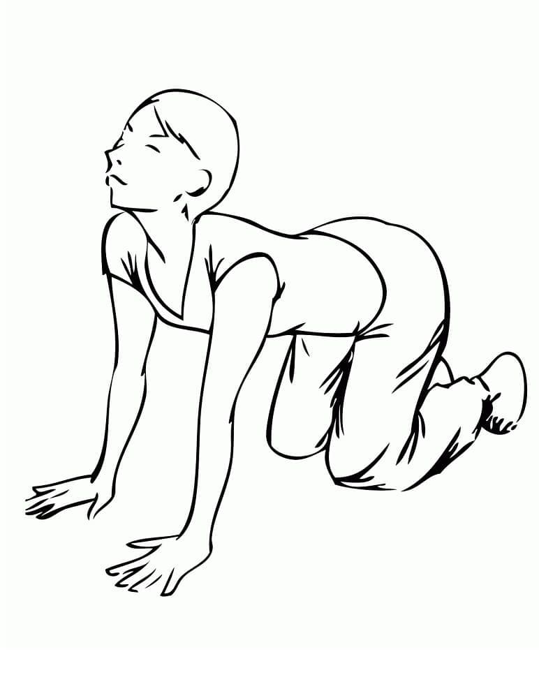 Yoga Cow Pose coloring page