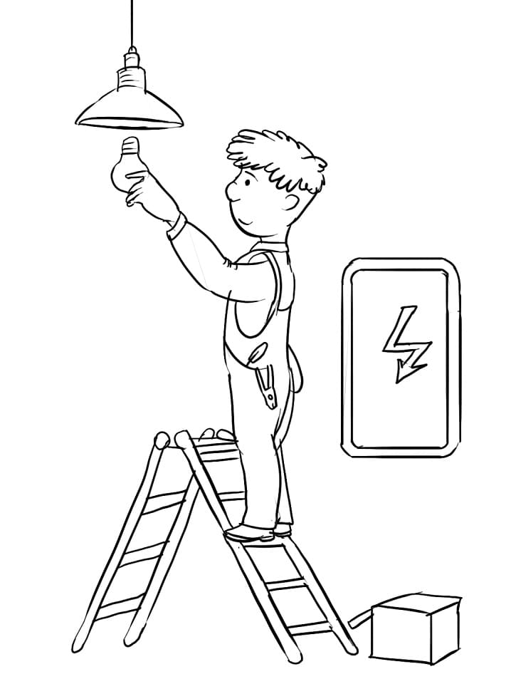 Young Electrician coloring page