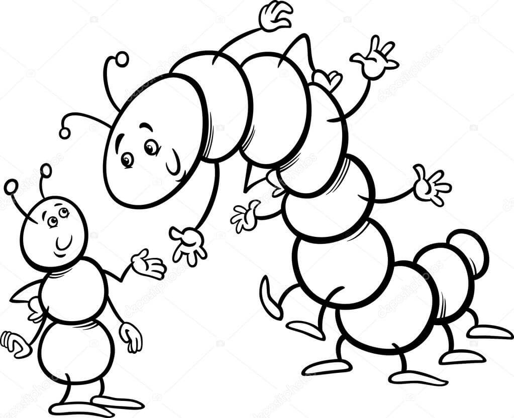 Ant And Caterpillar coloring page