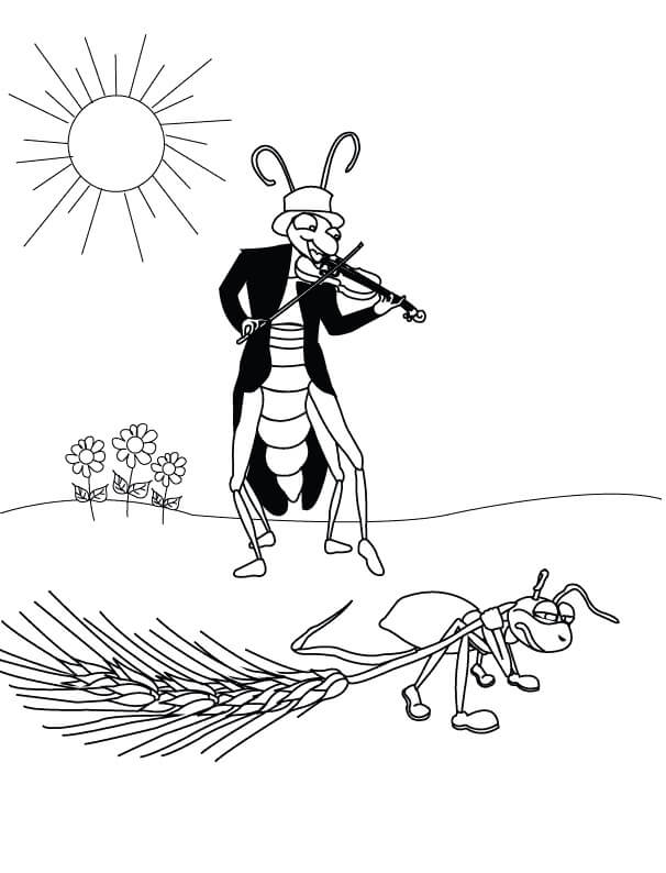 Ant And The Grasshopper coloring page