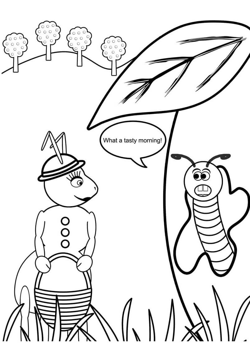 Ant and Butterfly coloring page