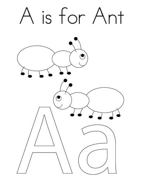 Basic A Is For Ant coloring page