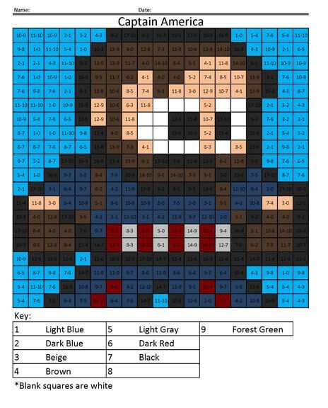 Basic Captain America Color By Number