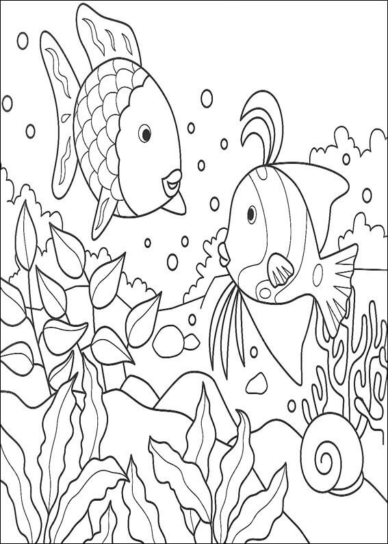 Basic Two Rainbow Fishes coloring page