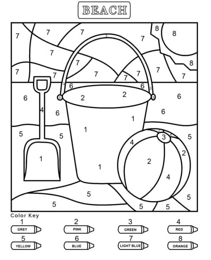 Beach For Kid Color By Number coloring page - Download, Print or Color ...