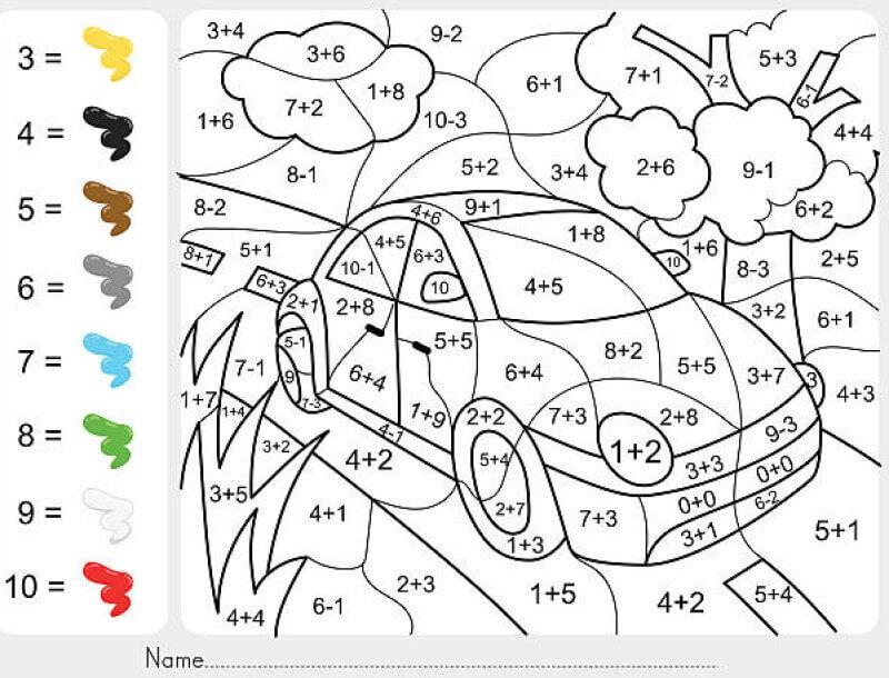 Beautiful Car Color By Number coloring page