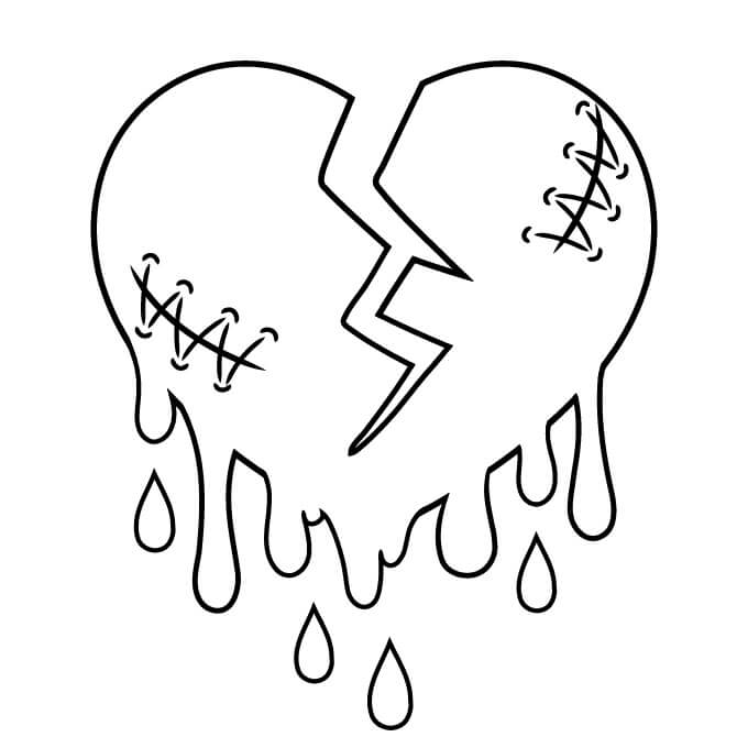broken heart coloring page