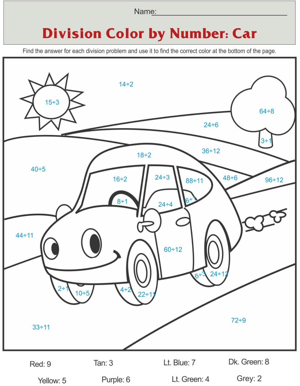 Car For Baby Color By Number coloring page