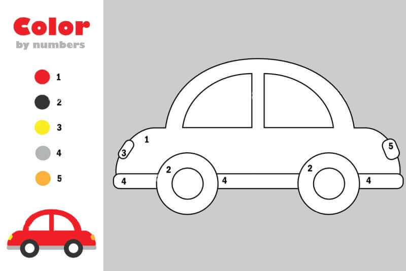 Car In Cartoon Color By Number coloring page