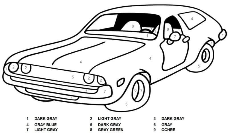 Chevrolet Car Color By Number coloring page