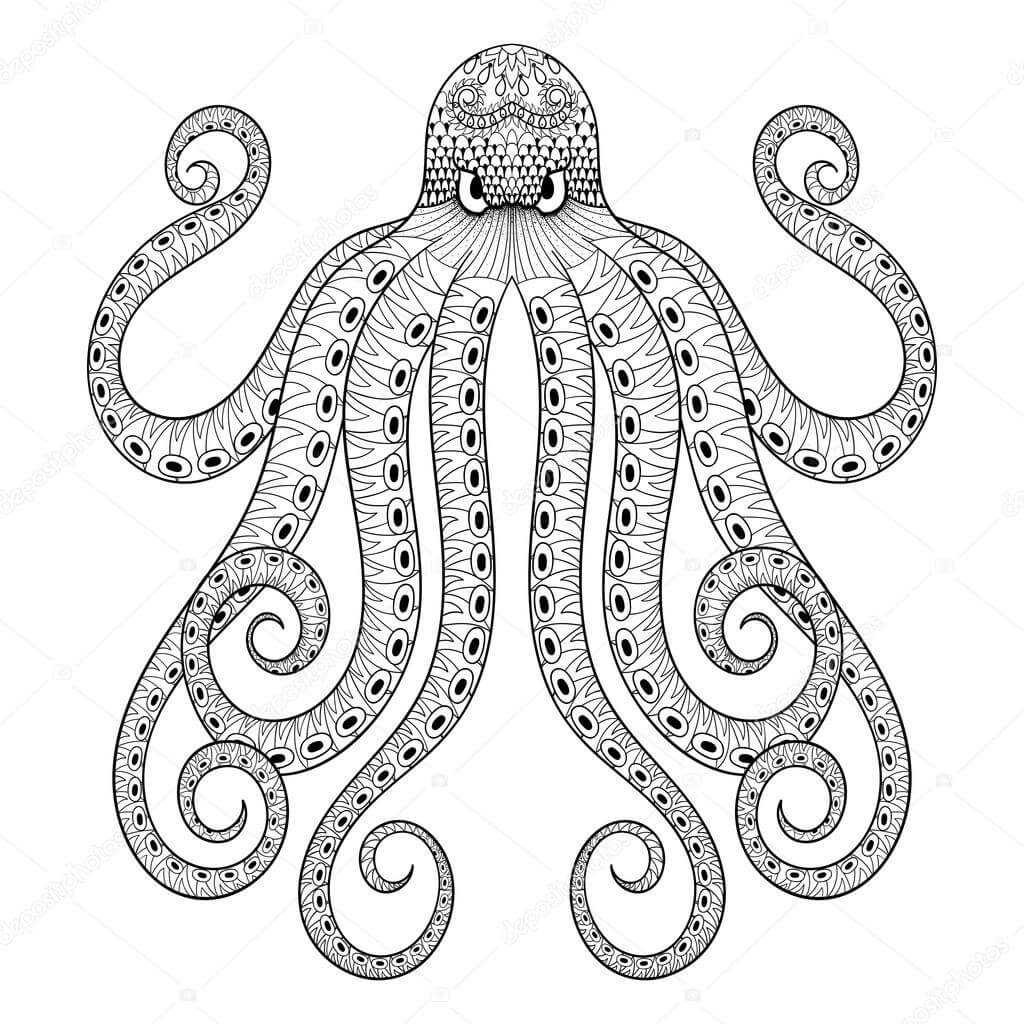 Cool Zentangle Octopus coloring page