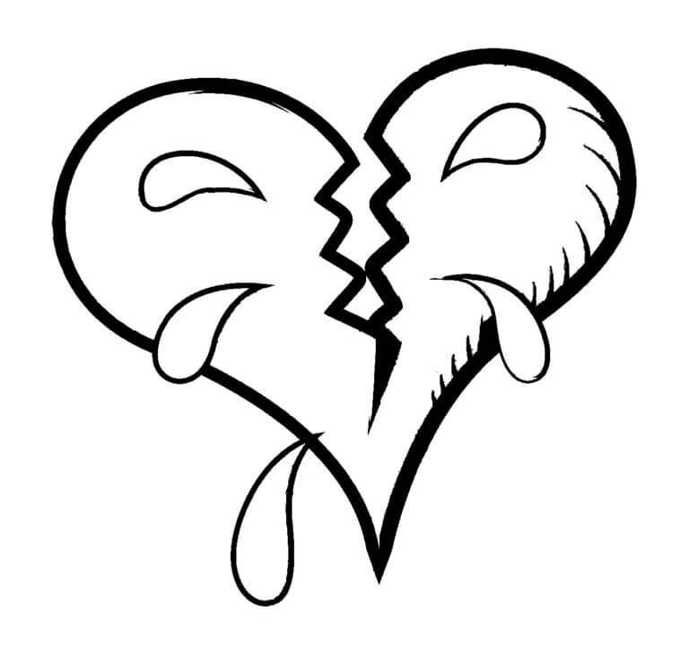 Crying Broken Heart coloring page