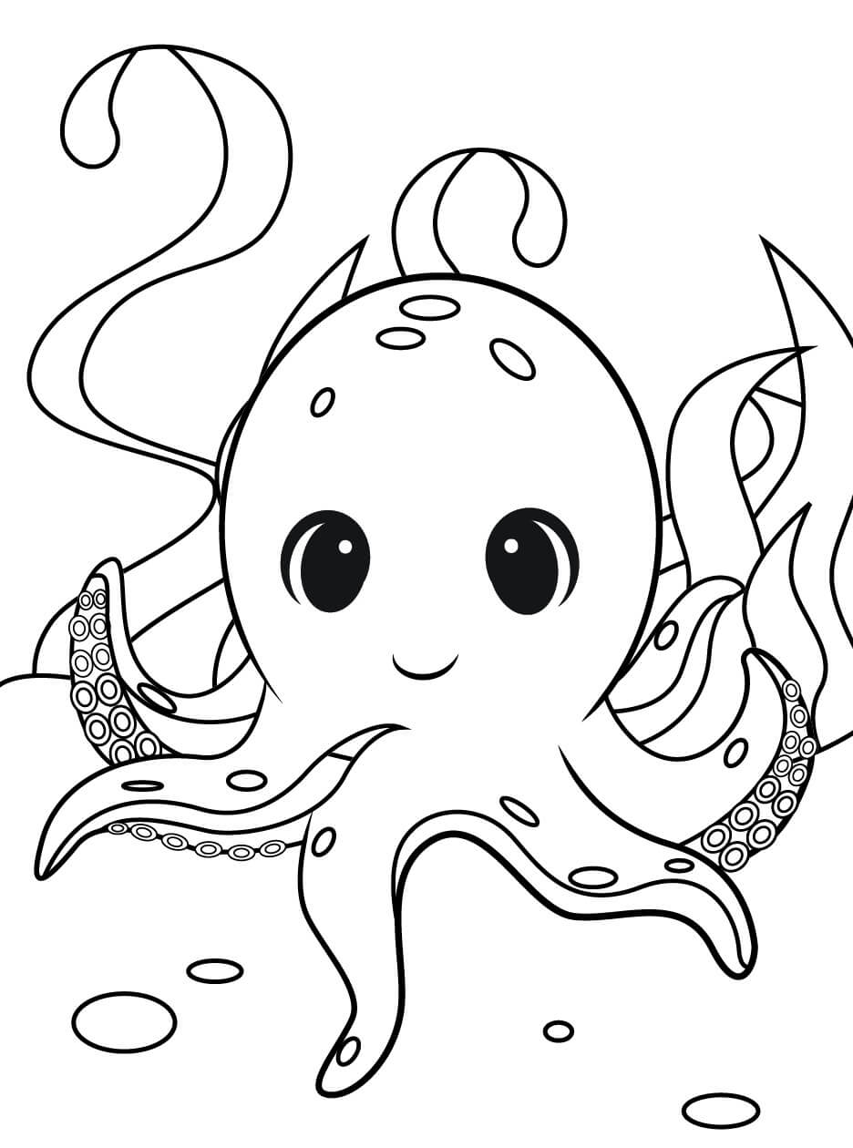 Cute Smiling Octopus coloring page