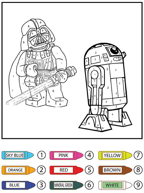 Darth Vader Lego And R2-D2 Color By Number