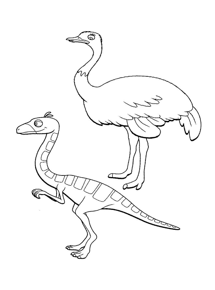 Dinosaur And Ostrich