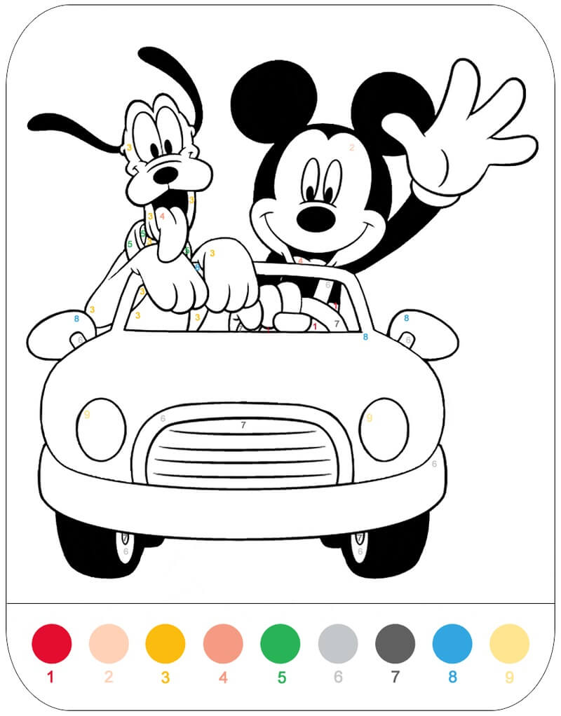 Disney Mickey And Goffy Color By Number Coloring Page Download Print 