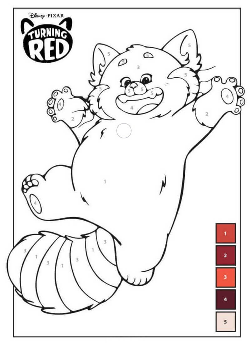 Disney Pixar Turning Red Color By Number coloring page