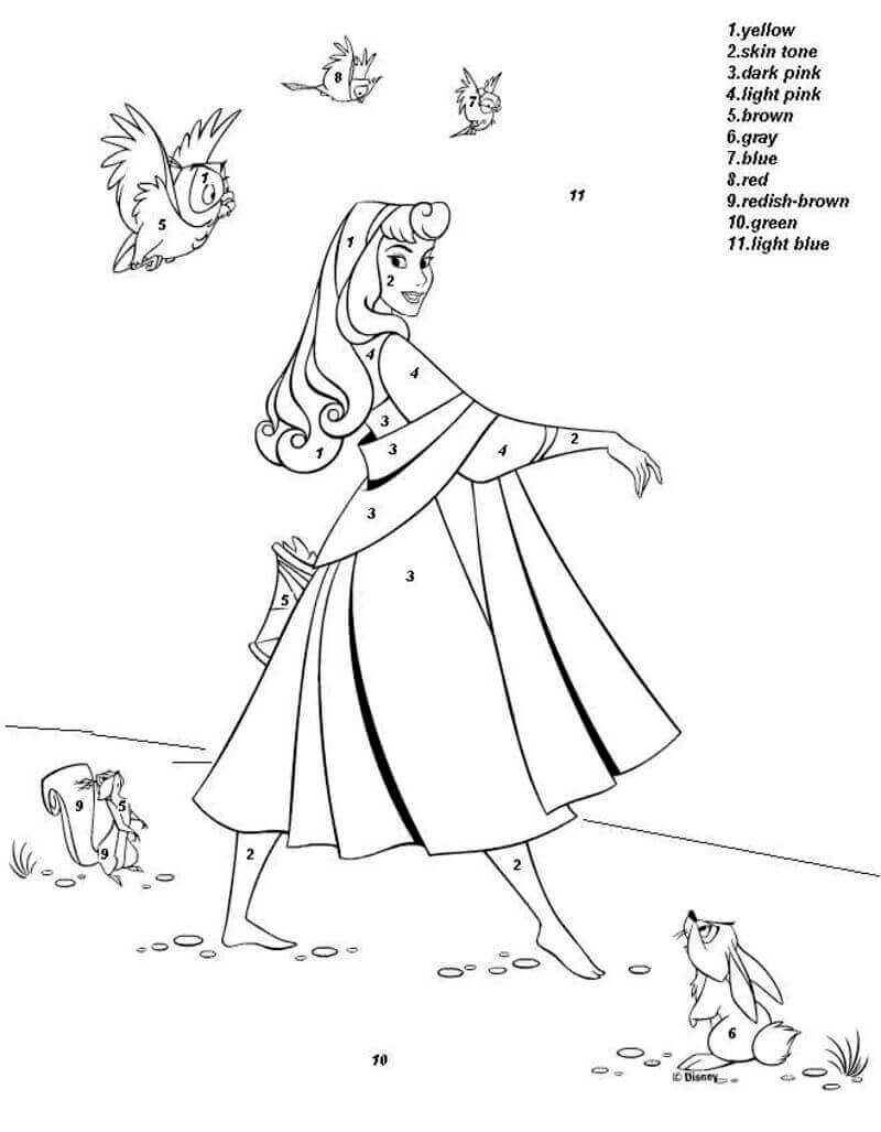 Disney Princess Color By Number coloring page