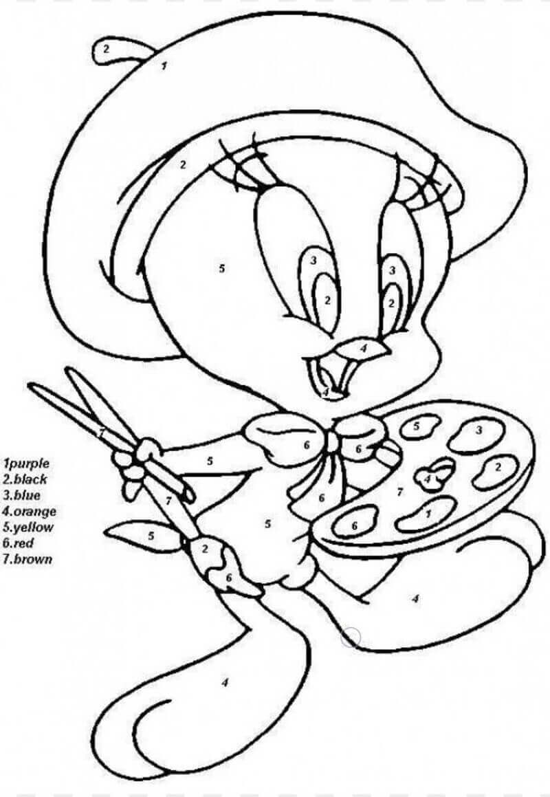 Disney Tweety Color By Number coloring page