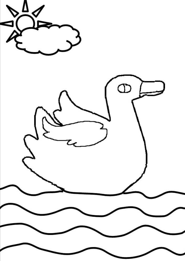 Drawing Swan With Sun And Cloud coloring page